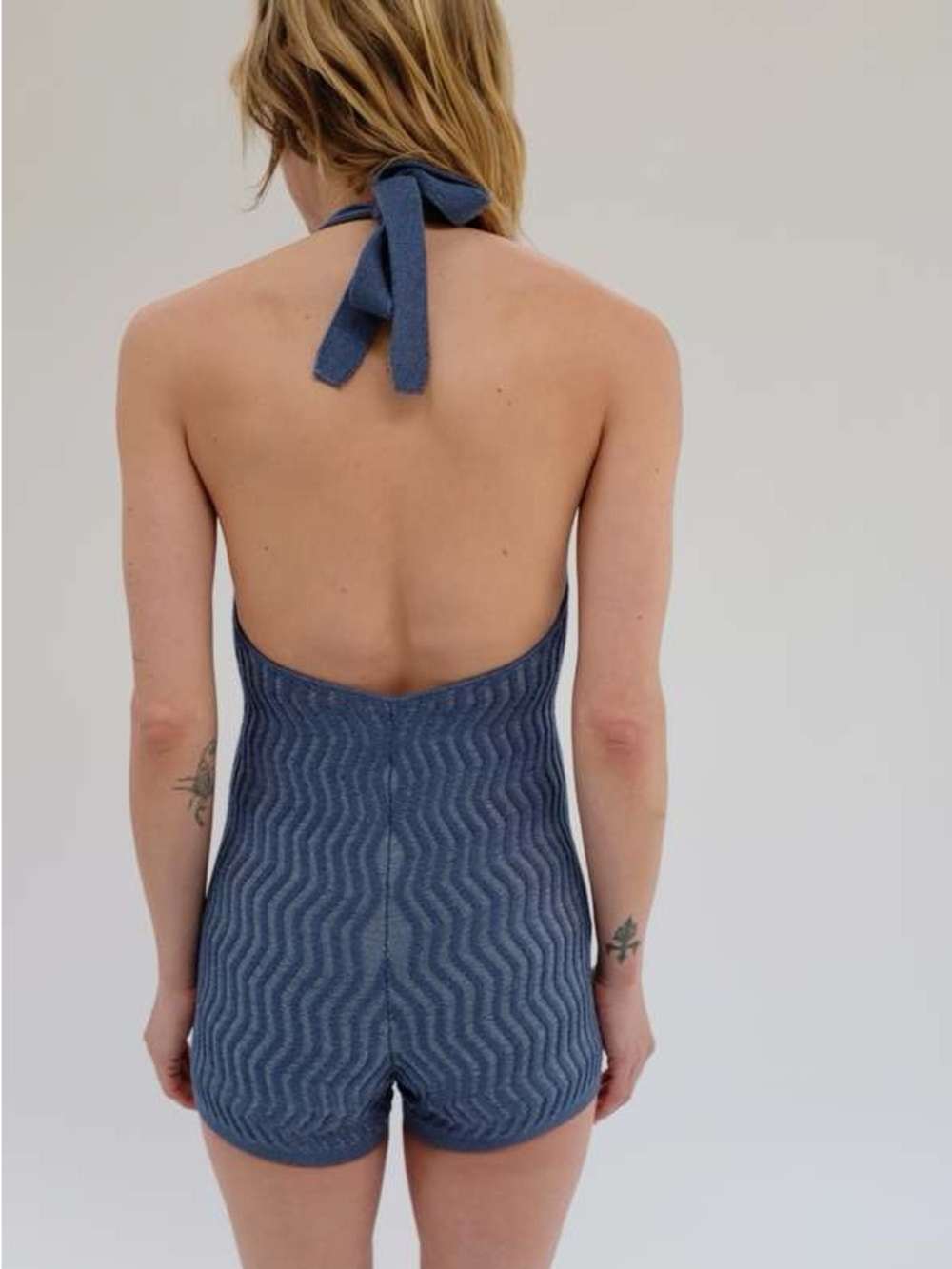 Beklina Blue Halter One-Piece Swim Romper - Picture 6 of 8